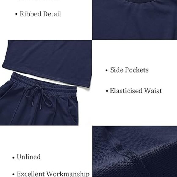 ZESICA Women's Size M Blue Long Sleeve Crop Top and Pants 2 Piece Jogger NWOT - Picture 5 of 6